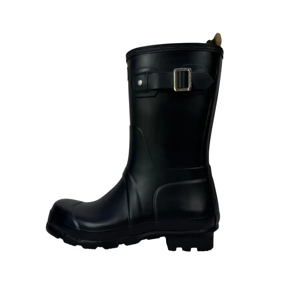 Hunter Original Short Rain Boots Mens 7 Womens 8 Matte Black Waterproof Rubber